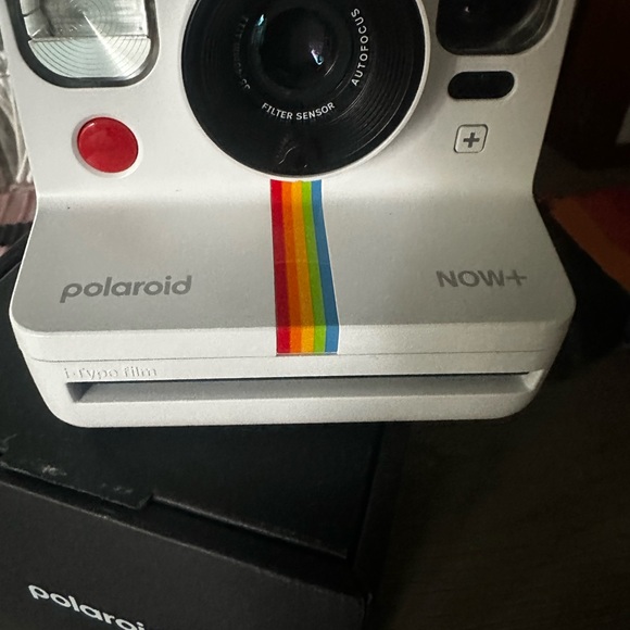 Polaroid NOW+ White Camera with Rainbow Accent